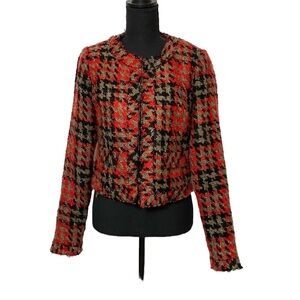 VIVIENNE Vivian Tam Vintage Red Black Clasp Closure Blazer Jacketq